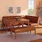 Baxton Studio Sanford Mid-Century Modern Tan Faux Leather and Walnut Brown Finished Wood 4-Piece Dining Nook Set 184-11346-11348-9305-Zoro - alternate 10